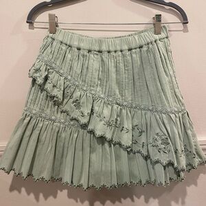 LoveShackFancy Mint Embroidered Minu Skirt